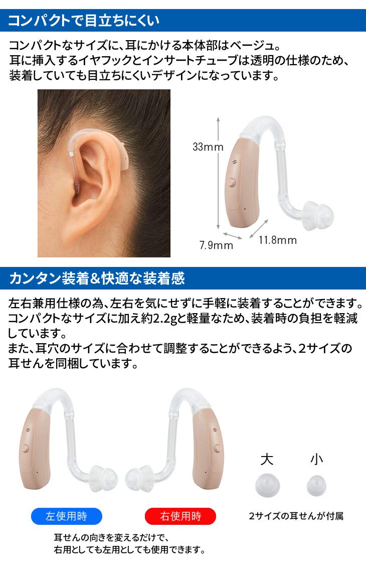 Amazon.co.jp: ONKYO オンキョー 耳かけ式デジタル補聴器 OHS-EH21